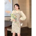 Plain Shirt / Floral Strappy A-line Dress / Midi Dress