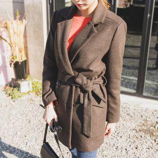 Tie-waist Double-breasted Jacket