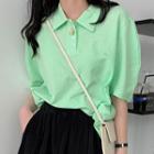 Short-sleeve Henley Polo Top