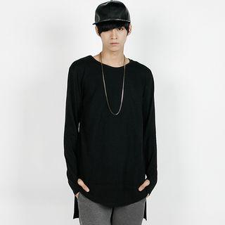 Round-neck Dip-back Long T-shirt
