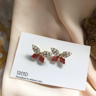 Sterling Silver Butterfly Stud Earring 1 Pair - S925 Silver Needle - Stud Earrings - Gold - One Size