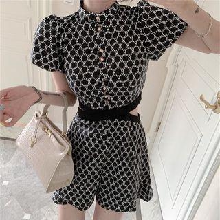 Cutout Short-sleeve Wide-leg Jumpsuit