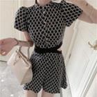 Cutout Short-sleeve Wide-leg Jumpsuit