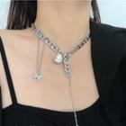 Butterfly Chunky Chain Alloy Choker Silver - One Size