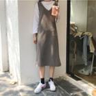 Plain Loose-fit Knit Sleeveless Dress / Plain T-shirt