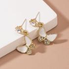 Butterfly Shell Rhinestone Alloy Dangle Earring 1 Pair - Era063-10 - Gold - One Size