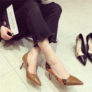 Pointy-toe Panel High-heel Pumps