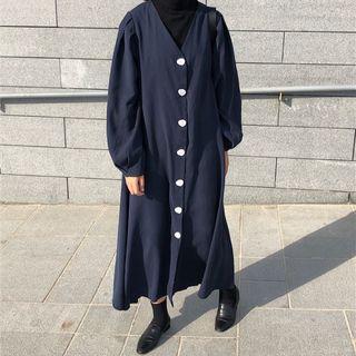 Long-sleeve Maxi Buttoned Dress