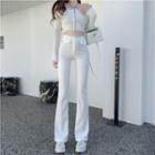 Brushed Fleece-lined High-waist Boot-cut Pants