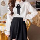 Frill-trim Brooch-accent Blouse