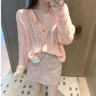 Tweed Mini A-line Skirt / Cardigan