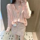 Tweed Mini A-line Skirt / Cardigan