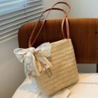 Woven Lace Bow Tote Bag