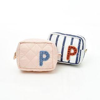 Letter Applique Makeup Pouch