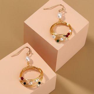 Faux Pearl Circle Drop Earring 1 Pair - Ne905 - Faux Pearl Circle Drop Earring - Gold - One Size