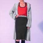 Hooded Letter-printed Gown With Sash Melange Gray - One Size