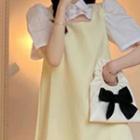 Set Of 2: Balloon-sleeve Blouse + Sleeveless Mini Dress