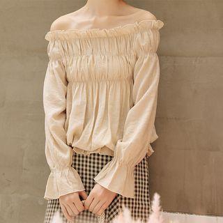 Puff-sleeve Off-shoulder Frill Trim Blouse