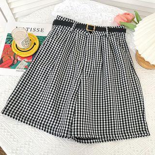 Checker Straight-cut Dress Shorts