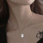 Lettering Tag Pendant Sterling Silver Choker Necklace - Silver - One Size