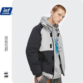 Colorblock Down Coat With Adhesive Tabs