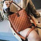 Quilted Faux Leather Handbag With Shoulder Strap
