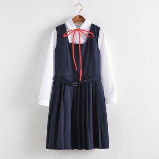 Tie-neck Shirt / Sleeveless Dress