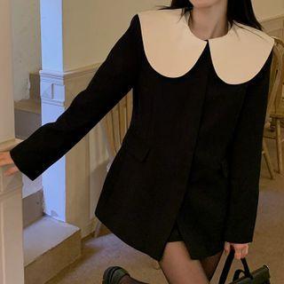 Color Block Peter Pan Collar Long-sleeve Dress