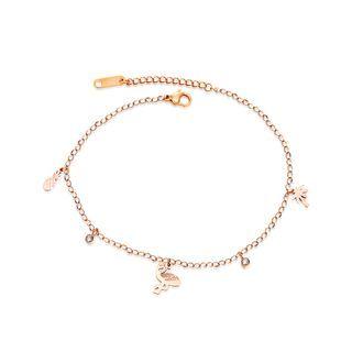 Simple And Fashion Plated Rose Gold Pineapple Coconut Cubic Zirconia 316l Stainless Steel Anklet Rose Gold - One Size