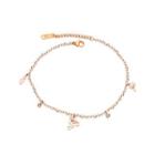 Simple And Fashion Plated Rose Gold Pineapple Coconut Cubic Zirconia 316l Stainless Steel Anklet Rose Gold - One Size