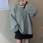 Check Loose-fit Sweater As Figure - One Size