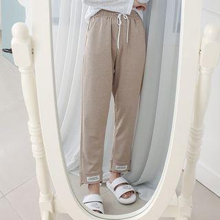 Letter-tag Asymmetric-hem Tapered Sweatpants
