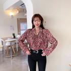 Flap-pocket Python Blouse Pink - One Size