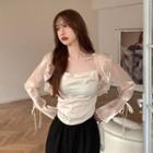 Open-front Frill Trim Bolero Jacket