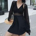Set:spaghetti-strap Swim Dress + Cover-up