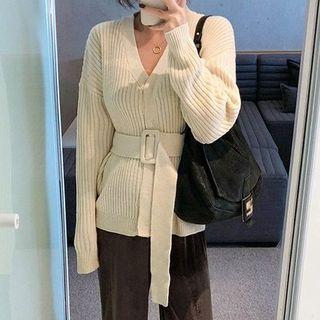 V-neck Belted Cardigan