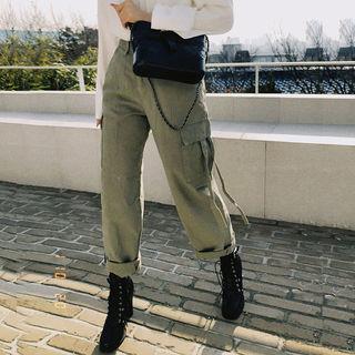 Strap-detail Wide-leg Cargo Pants