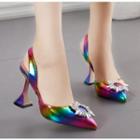 Rhinestone Sun Applique Slingback High-heel Sandals