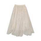 Asymmetrical Midi A-line Skirt Beige - One Size