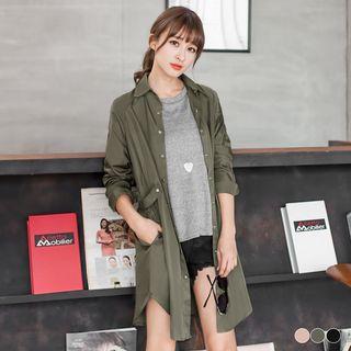 Gathered Waist Lightweight Long Jacket