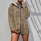 Leopard Print Hooded Zip-up Jacket