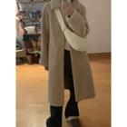 Hidden-button Sherpa-fleece Long Coat