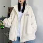Reversible Lettering Print Zip Jacket