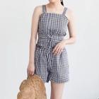 Set: Strappy Check Top + Shorts + Belt