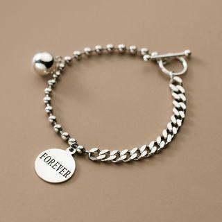 Lettering Pendant Sterling Silver Bracelet Silver - One Size