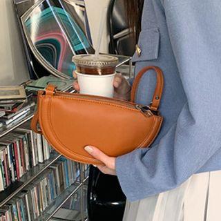 Pleather Semicircle Shoulder Bag