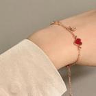Heart Bracelet 1 Pc - Bracelet - Red Love Heart - Gold - One Size