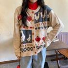 Patterned Cardigan Blue & Red - One Size