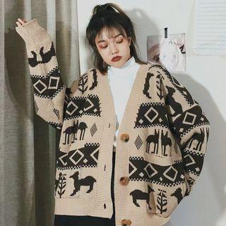 Printed Oversize Cardigan