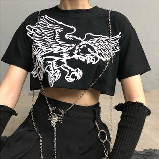 Eagle Printing Short-sleeve Cropped T-shirt